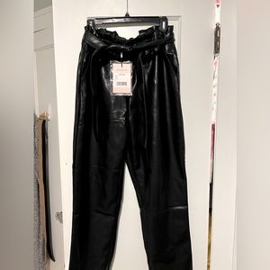 Faux leather belted paper bag pants - NWT - Medium